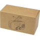Boîte en carton du produit avec illustration de la radio d’urgence, sans personnalisation visible.