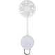 Ventilateur portable blanc présenté de dos, surface unie sans marquage visible.