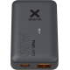 Chargeur de voyage noir avec ports USB-C et USB-A, présenté de face avec personnalisation discrète ton sur ton visible sur la su