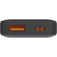 Gros plan sur les ports USB-C et USB-A du chargeur, sans marquage visible.