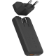Adaptateur secteur détaché au-dessus du chargeur montrant le système d’insertion, sans personnalisation apparente.