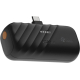 Batterie de secours noire avec connecteur USB-C intégré, présentée de face avec personnalisation ton sur ton visible sur la face
