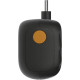 Batterie de secours présentée de profil avec bouton d’alimentation visible, sans marquage apparent.