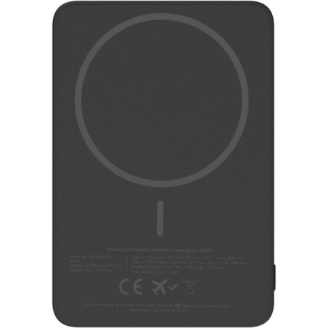 Vue arrière de la batterie sans fil avec zone magnétique et informations techniques, sans marquage visible.
