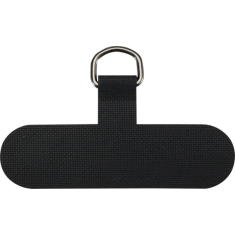Vue rapprochée de la languette de fixation en tissu du cordon, sans personnalisation visible.