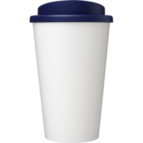 Gobelet avec couvercle bleu foncé, présenté uni sans décor ni impression, apparaissant sans marquage visible sur la surface exté