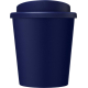 Petit gobelet bleu foncé avec couvercle assorti, présenté uni sans personnalisation visible sur la surface extérieure.