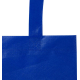 Zoom sur un sac bleu montrant la texture du matériau et une anse courte, sans marquage visible.
