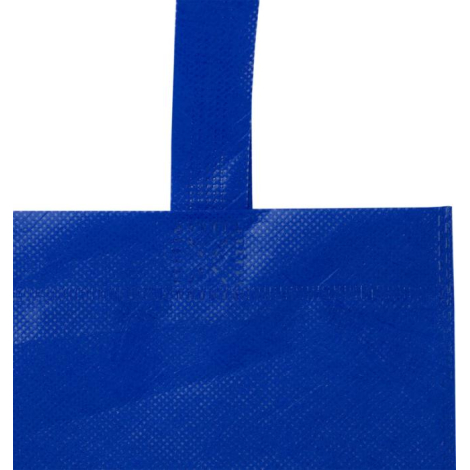 Zoom sur un sac bleu montrant la texture du matériau et une anse courte, sans marquage visible.