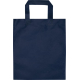 Sac shopping bleu vu de face avec anses courtes, présenté sans personnalisation apparente.