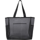 Sac shopping en mesh noir vu de face avec poche frontale transparente, sans personnalisation apparente. Sac shopping en mesh noir vu de face avec poche frontale transparente, sans personnalisation apparente.