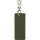 Porte-clés rectangulaire vert avec finition mate et couture apparente, présenté sans personnalisation visible.
