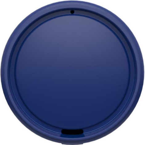 Vue supérieure du couvercle bleu avec ouverture pour boisson, sans personnalisation visible.