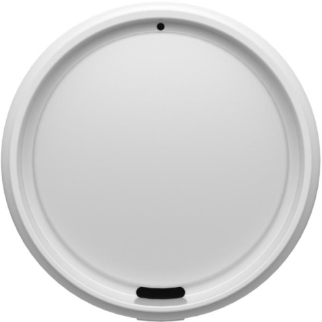 Vue supérieure du couvercle blanc avec ouverture pour boisson, sans marquage visible.