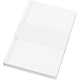 Carnet A5 blanc à couverture rigide avec bande papier, présenté sans personnalisation visible.