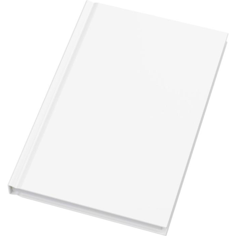 Carnet A5 à couverture rigide blanche présenté sans bande et sans marquage visible.