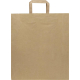 Sac en papier kraft vu de face avec poignées plates, présenté sans personnalisation visible. Sac en papier kraft vu de face avec poignées plates, présenté sans personnalisation visible.