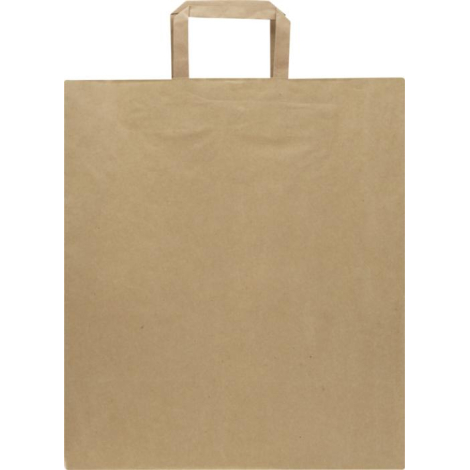 Sac en papier kraft vu de face avec poignées plates, présenté sans personnalisation visible.