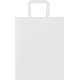 Sac en papier blanc vu de face avec poignées plates, sans personnalisation apparente.