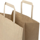 Vue rapprochée de sacs en papier kraft naturel mettant en avant les poignées plates et l’ouverture, sans marquage visible.