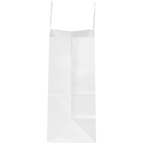 Sac en papier blanc vu de côté montrant le soufflet, sans personnalisation apparente.