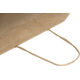 Zoom sur les poignées torsadées et le bord supérieur d’un sac en papier kraft, sans marquage visible.