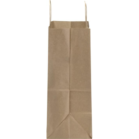 Vue latérale d’un sac en papier kraft montrant le soufflet, sans marquage visible.