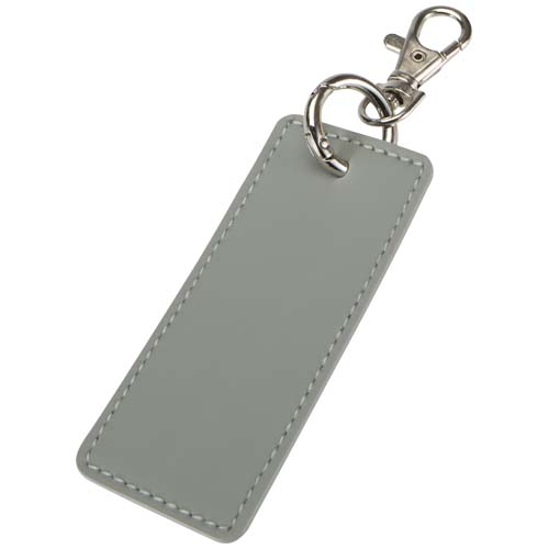 Porte-clés publicitaire rectangulaire en PU recyclé Resi Plus Gris