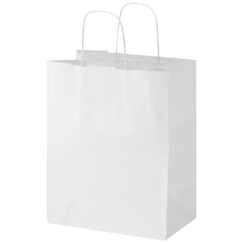 Sac cadeau publicitaire en papier kraft torsadé Blanc