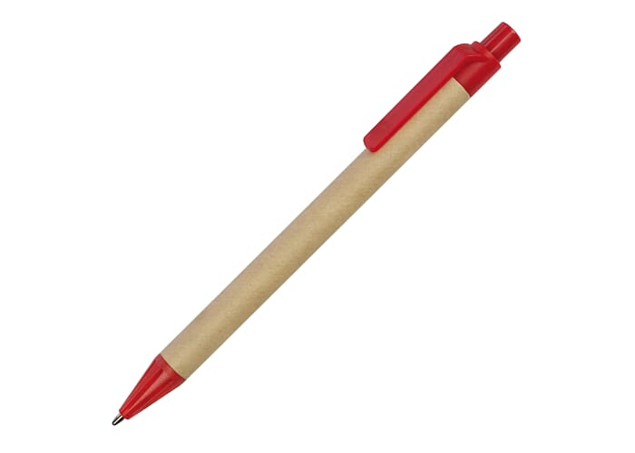 Stylo bille publicitaire en carton recyclé Rouge