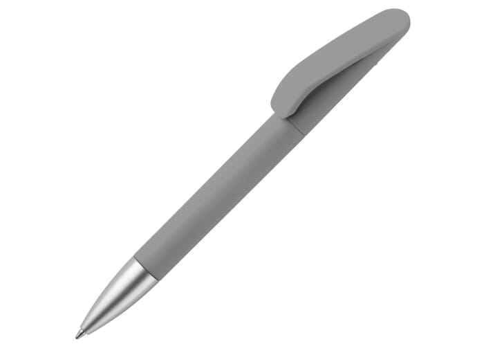 Stylo-bille publicitaire slash soft touch R-ABS Gris