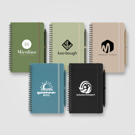 Carnet spirale avec stylo personnalisable - Höga Repreve®