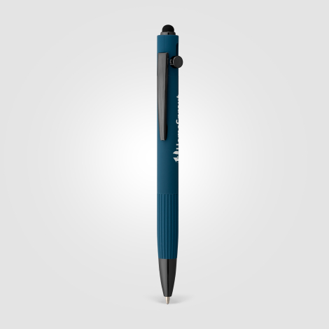 Stylo à bille stylet en aluminium recyclé finition gunmetal personnalisable Saga