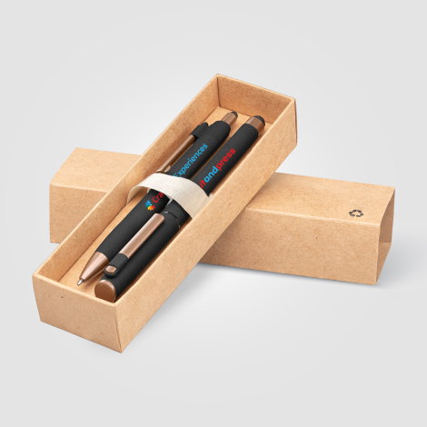 Coffret stylo en plastique recyclé finition bronze York
