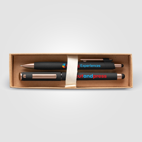 Coffret stylo en plastique recyclé finition bronze York