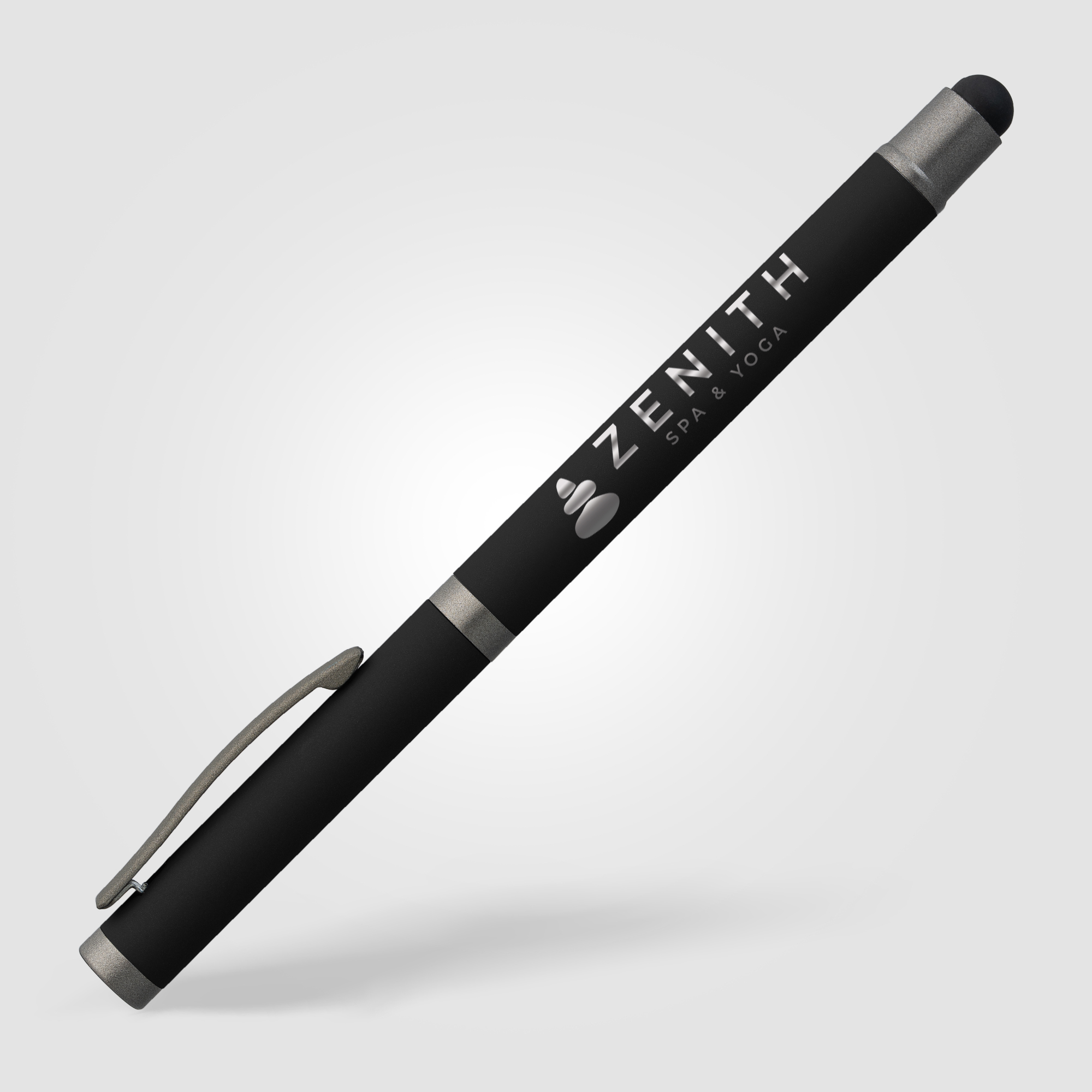 Stylo gel à stylet en aluminium recyclé personnalisable Bowie Noir