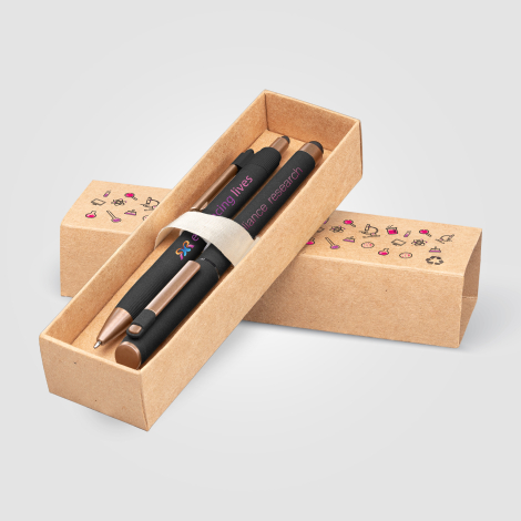 Coffret cadeau stylos en plastique recyclé personnalisable York