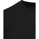Vue rapprochée de la partie haute d’un t-shirt unisexe noir à col rond sans marquage visible.
