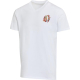 T-shirt unisexe blanc à manches courtes présenté de face avec personnalisation visible sur la poitrine gauche.