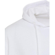 Vue détaillée de la capuche et du haut d’un sweat à capuche oversize unisexe blanc sans marquage visible. Vue détaillée de la capuche et du haut d’un sweat à capuche oversize unisexe blanc sans marquage visible.