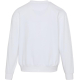 Pull unisexe oversize blanc à col rond et manches longues présenté de dos sans personnalisation visible. Pull unisexe oversize blanc à col rond et manches longues présenté de dos sans personnalisation visible.
