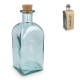 Carafe en verre recyclé bleu clair avec bouchon en liège et personnalisation visible sur une face, accompagnée d’une vue seconda Carafe en verre recyclé bleu clair avec bouchon en liège et personnalisation visible sur une face, accompagnée d’une vue seconda