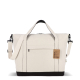 Sac de voyage beige présenté de profil avec étiquette produit visible, sans personnalisation visible. Sac de voyage beige présenté de profil avec étiquette produit visible, sans personnalisation visible.