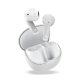 Boîtier de recharge blanc ouvert avec écouteurs intra-auriculaires assortis, sans marquage apparent. Boîtier de recharge blanc ouvert avec écouteurs intra-auriculaires assortis, sans marquage apparent.