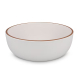 Vue latérale d’un bol beige clair avec bord contrasté, sans personnalisation apparente sur la surface extérieure. Vue latérale d’un bol beige clair avec bord contrasté, sans personnalisation apparente sur la surface extérieure.