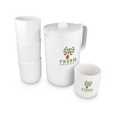 Ensemble publicitaire carafe 2 L et 4 verres R-PET Liv