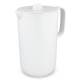 Vue de face d’une carafe blanche avec couvercle et poignée, présentée sans marquage visible. Vue de face d’une carafe blanche avec couvercle et poignée, présentée sans marquage visible.