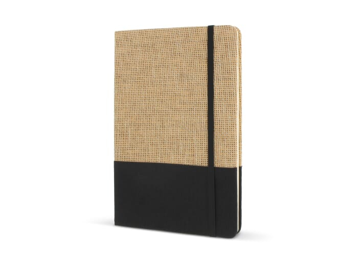 Carnet A5 promotionnel en jute R-PET Noir