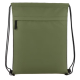 Vue de face d’un sac à cordon vert avec poche frontale zippée, présenté sans personnalisation visible sur la face avant.