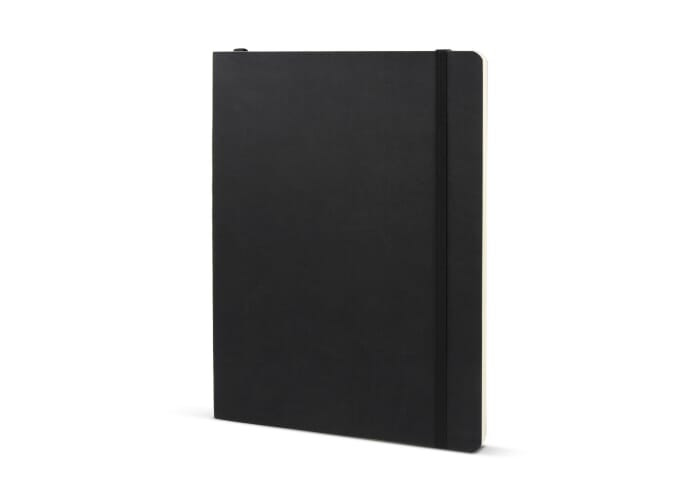 Carnet de notes en cuir recyclé publicitaire Midi Noir